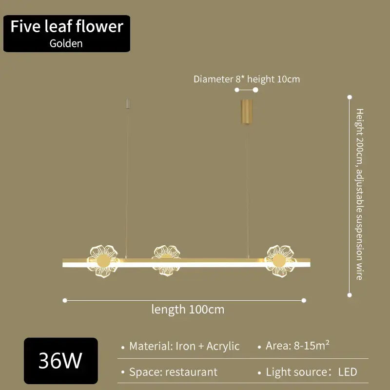 Modern gold decorbites butterfly flower chandelier with golden five-leaf flower pendant light iron and acrylic construction
