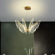 Modern gold decorbites butterfly pendant light with translucent illuminated wings for dining room lighting