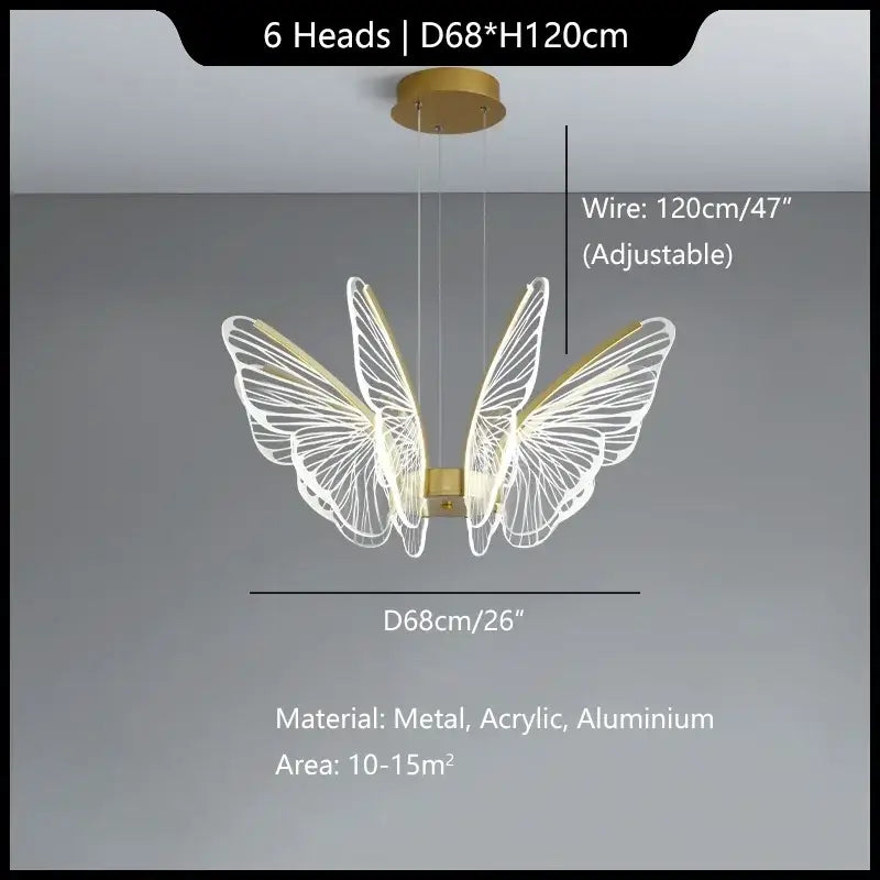 Modern gold decorbites butterfly pendant light with translucent wings and metallic frame for dining room use