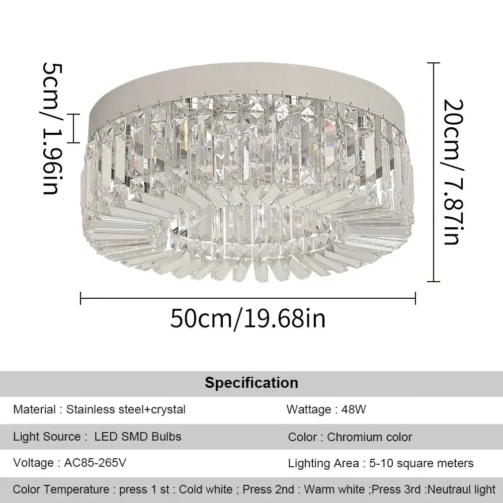 A modern gold decorbites crystal ceiling chandelier with sleek chrome finish and cascading crystal prisms for dining room