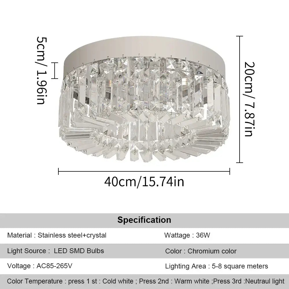 Modern gold decorbites crystal ceiling chandelier with sleek chrome finish and cascading clear crystal prisms for dining room