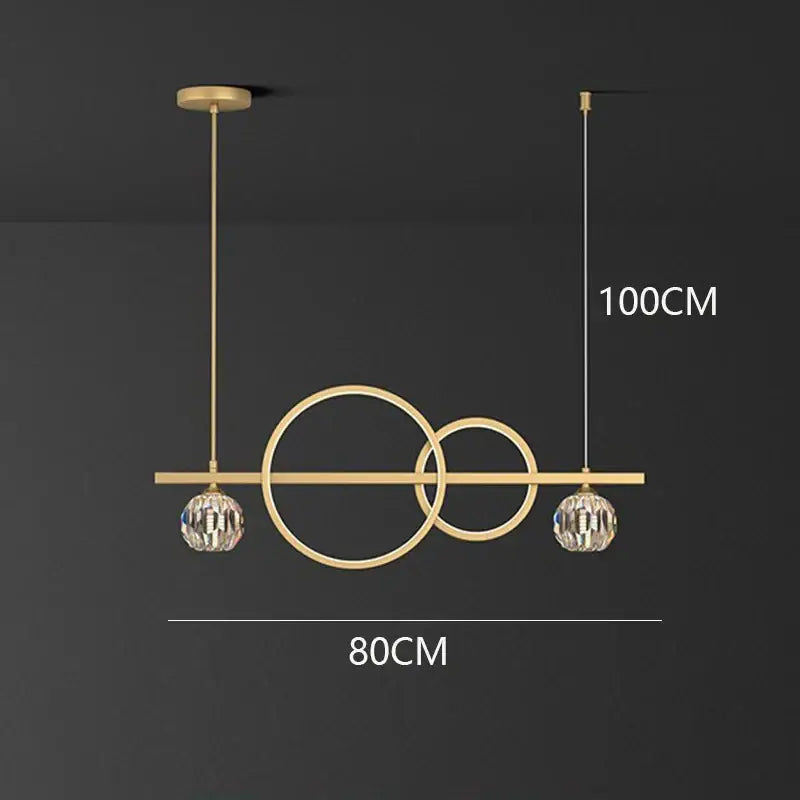 Modern gold decorbites crystal chandelier pendant light with geometric design and crystal globes for dining room use
