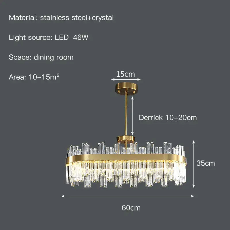 Modern gold decorbites crystal chandelier with cascading clear crystal rods and stainless steel frame for living room decor