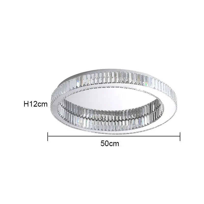 Modern gold decorbites crystal circle ceiling chandelier with double-ring chrome finish and embedded clear crystal accents