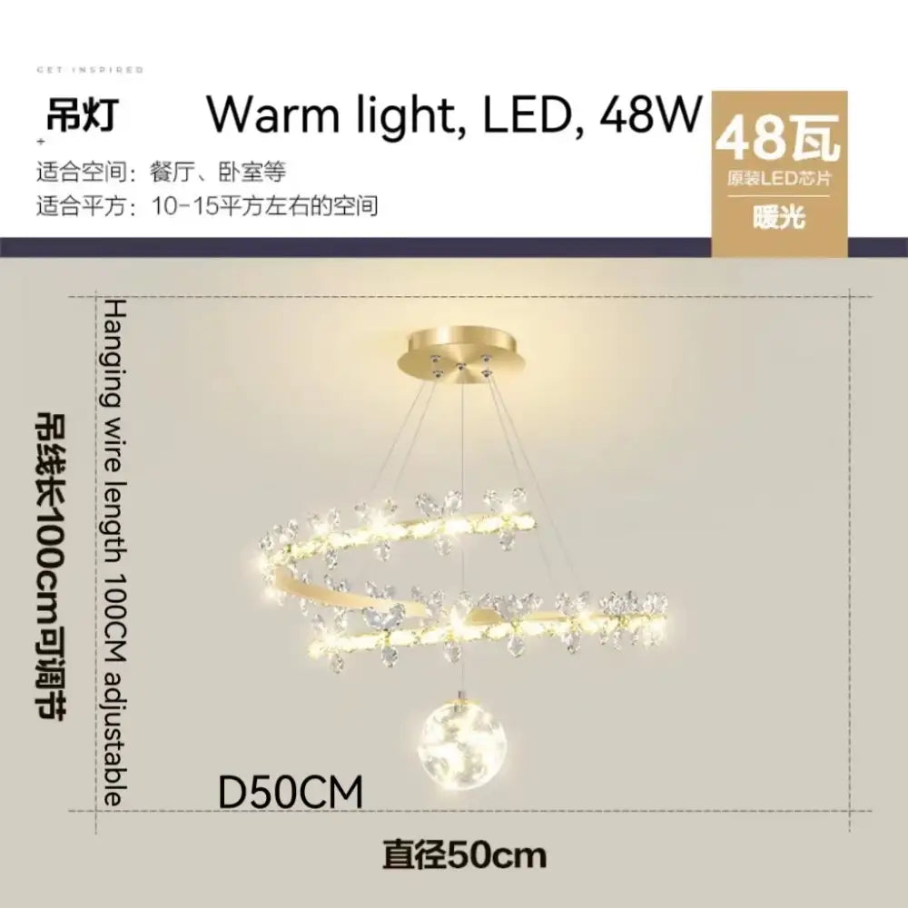 Modern gold decorbites crystal flower chandelier with gold-tone spiral frame and warm led lighting for living room light