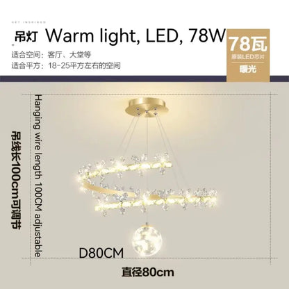 Modern gold decorbites crystal flower chandelier with gold-toned spiral and warm led lighting for living room light