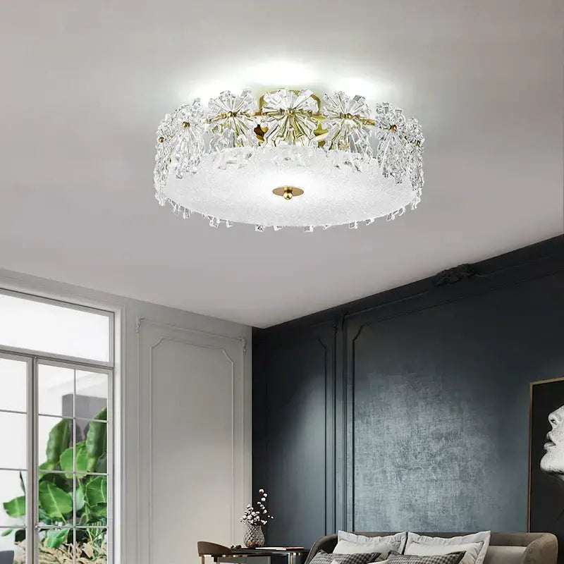 Modern gold decorbites crystal glass maple leaf living room chandelier with crystal glass maple design and frosted diffuser