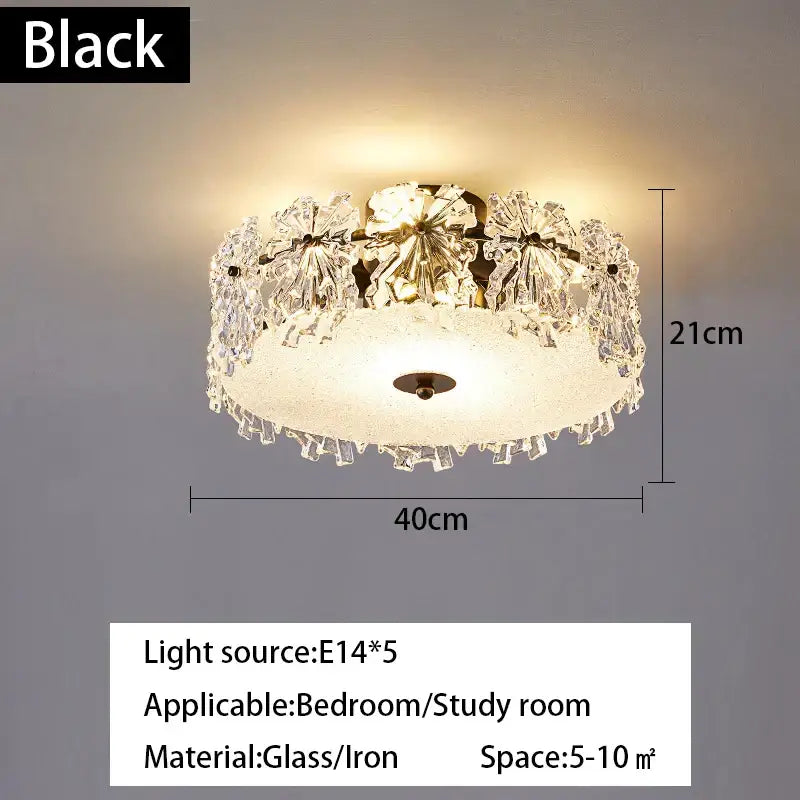 Modern gold decorbites crystal glass maple leaf living room chandelier with black glass iron frame and crystal flower embellishments