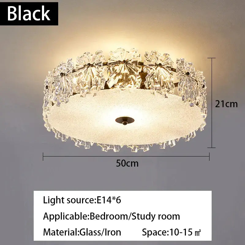 Modern gold decorbites crystal glass maple leaf chandelier with black glass iron ceiling light and crystal flower accents