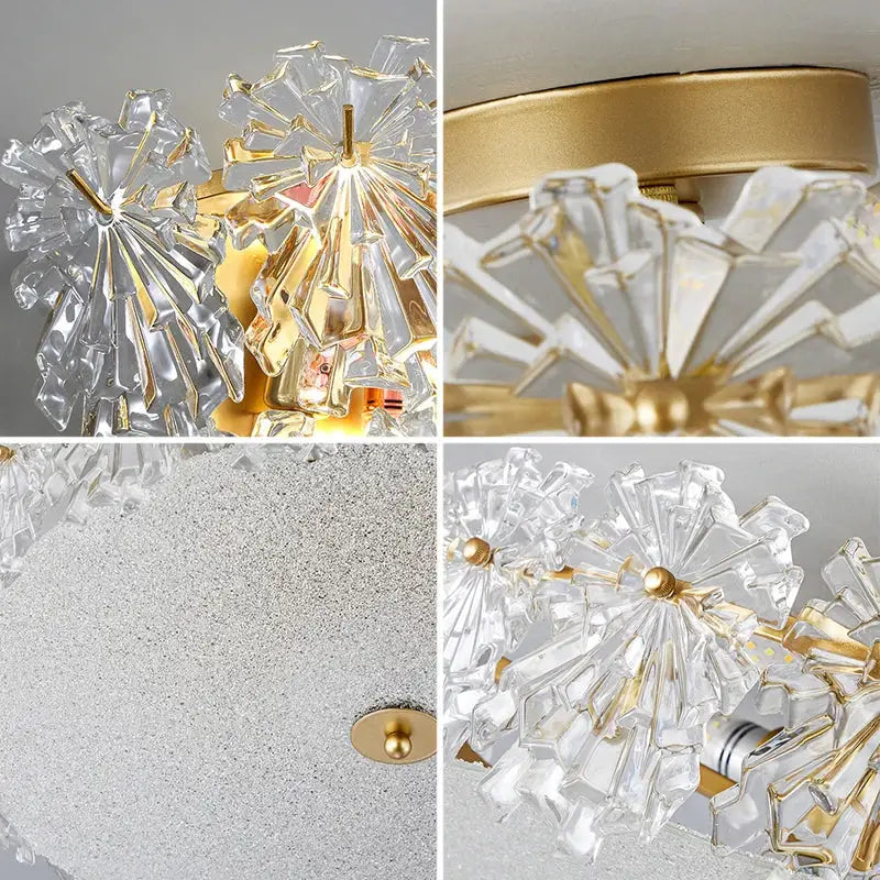 Modern gold decorbites crystal glass maple leaf living room chandelier with clear faceted glass and gold-toned metal accents
