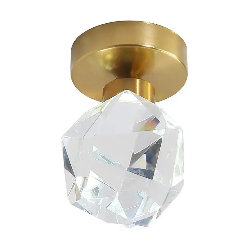 Clear faceted crystal globe on brushed gold metal base for decorbites crystal led ceiling light in living room