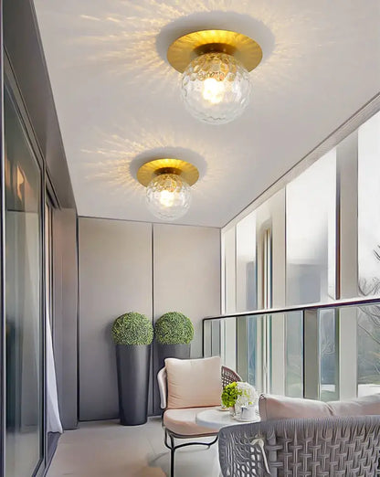 Modern gold decorbites crystal led ceiling light with gold finish and textured clear glass globes for living room ceiling light