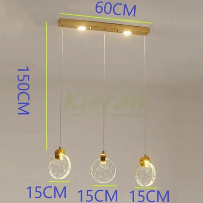 Modern gold decorbites crystal led chandelier featuring three crackled glass spheres suspended from brass bar