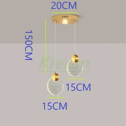 Modern gold decorbites crystal led chandelier with two clear textured glass spheres for bedroom pendant lighting