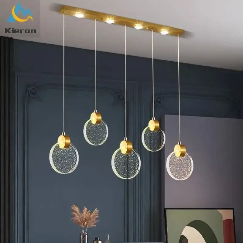 Modern gold decorbites crystal led chandelier with clear circular glass shades for bedroom pendant lighting