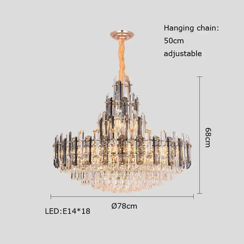 Elegant multi-tiered decorbites crystal led chandelier with rose gold finish and adjustable chain for dining room pendant light