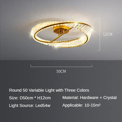 Modern gold decorbites crystal led chandelier featuring two interlocking crystal adorned rings for living room lighting