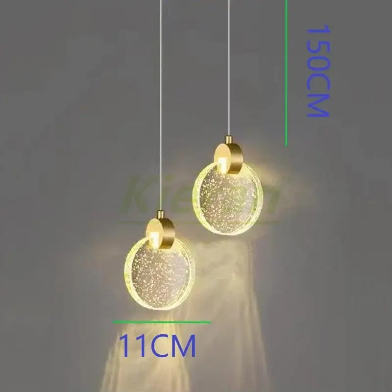 Modern gold decorbites crystal led chandelier with spherical glass orbs and warm glow for living room pendant light