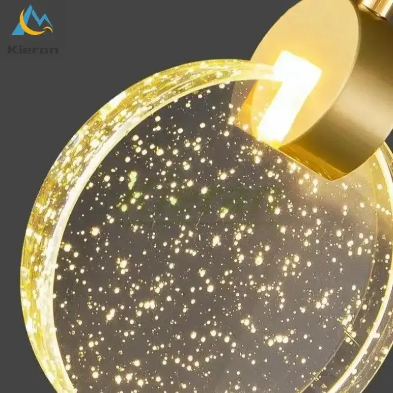 Modern gold decorbites crystal led chandelier with circular pendant light and embedded sparkling led lights for living room