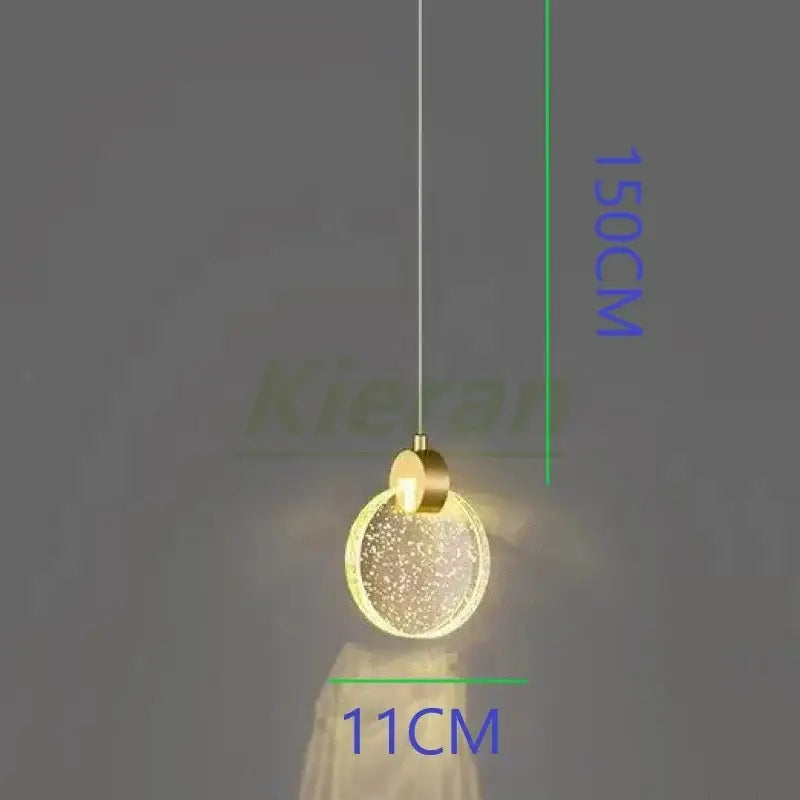 Modern gold decorbites crystal led chandelier pendant light with circular metal frame and sparkling glass globe