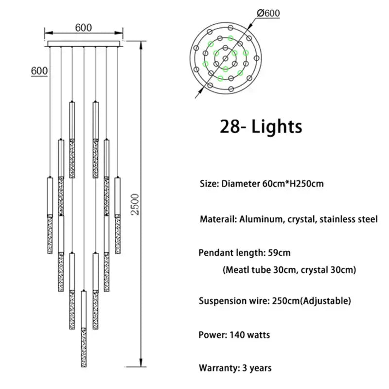 Modern gold decorbites crystal led chandelier with 28 lights circular aluminum frame and stainless steel components