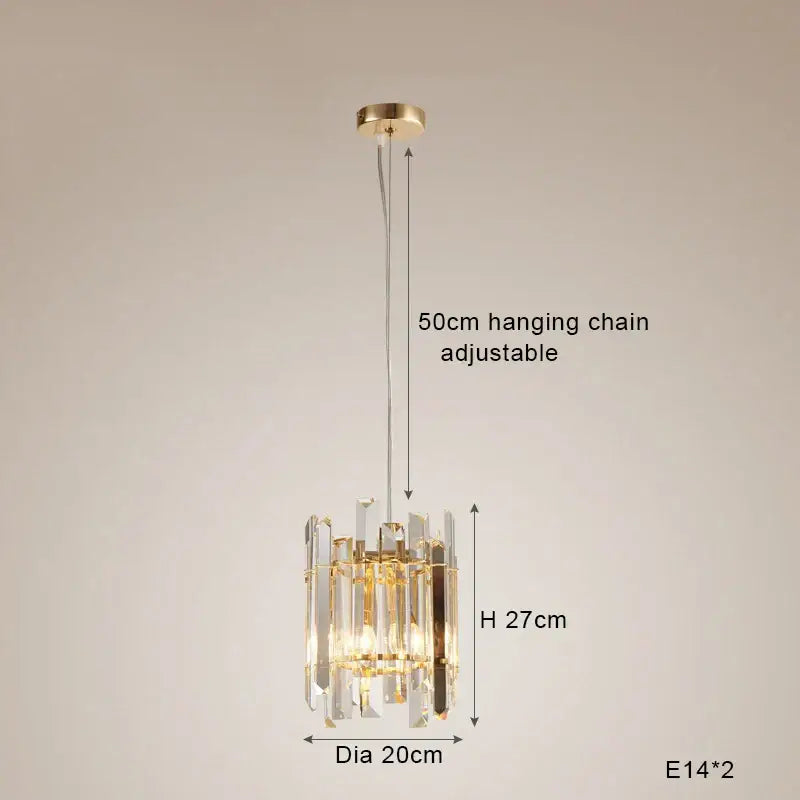 Modern gold decorbites crystal round chandelier with clear prisms and adjustable 50cm chain for living room lighting