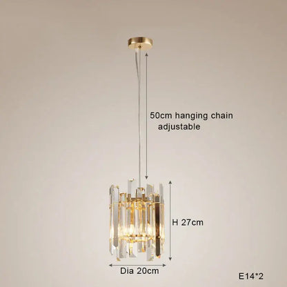 Modern gold decorbites crystal round chandelier with clear prisms and adjustable 50cm chain for living room lighting