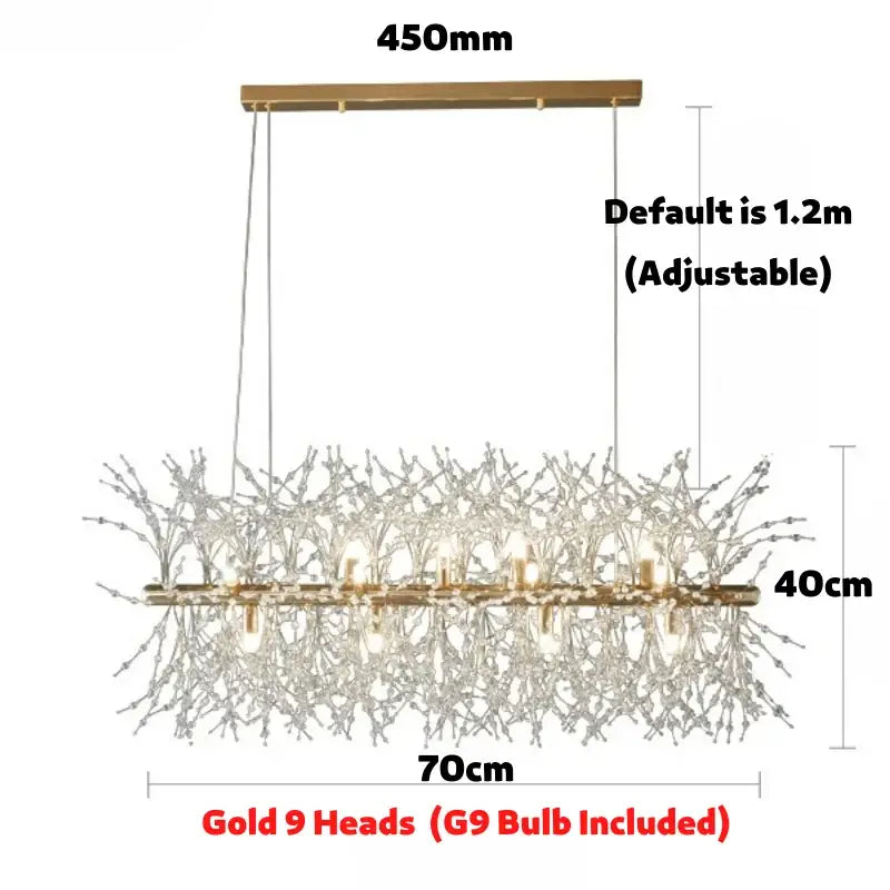 Modern gold decorbites dandelion led chandelier with intricate branch-like crystal arms for living room lighting