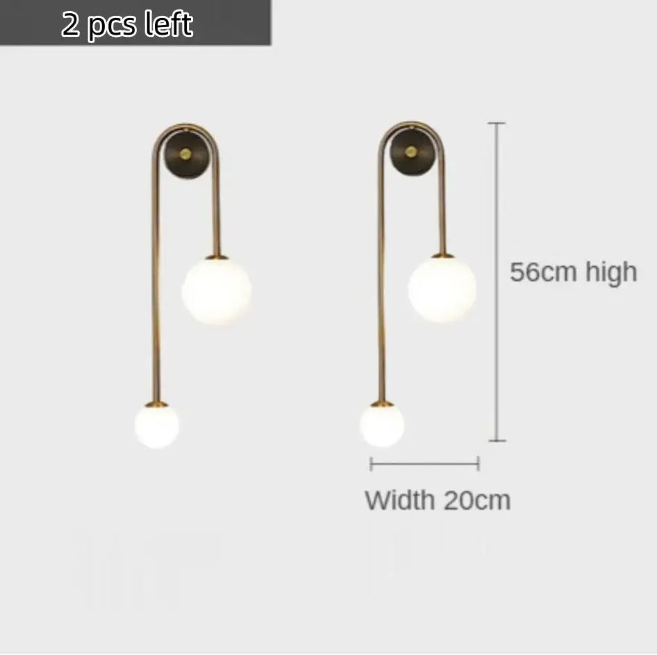 Brass-finished wall lamp with two frosted glass ball led lights decorbites glass ball modern bedroom sconce