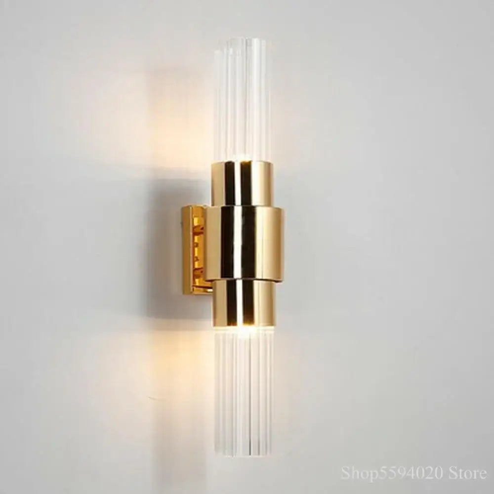 Modern gold decorbites iron glass living room wall sconce with clear glass rods and sleek geometric design