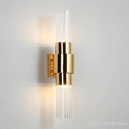 Modern gold decorbites iron glass living room wall sconce with clear glass rods and sleek geometric design