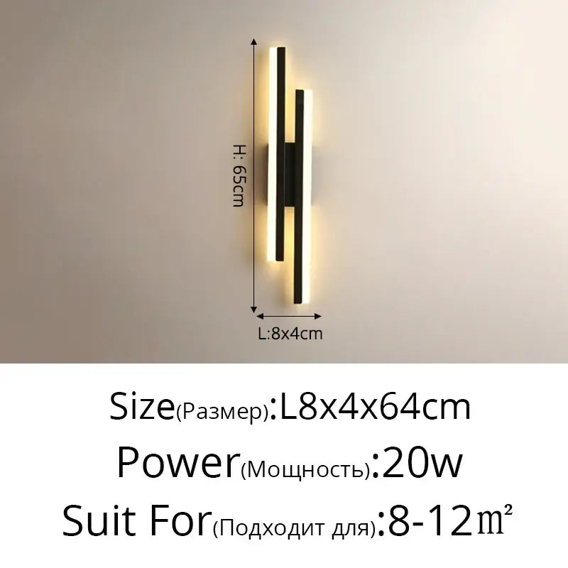 Modern black and white wall lamp with sleek minimalist design featuring decorbites led strip for bedroom lighting