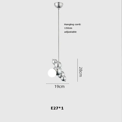 Modern gold decorbites designer molecule chandelier with chrome finish spherical bulbs and adjustable 150cm hanging cord