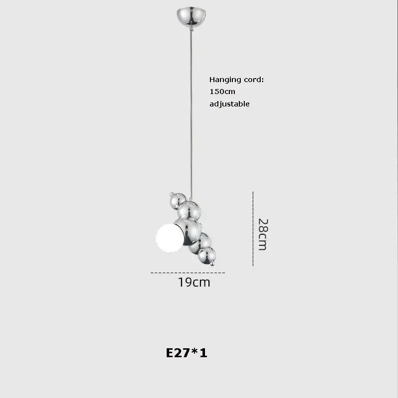 Modern gold decorbites designer molecule chandelier with chrome finish spherical bulbs and adjustable 150cm hanging cord