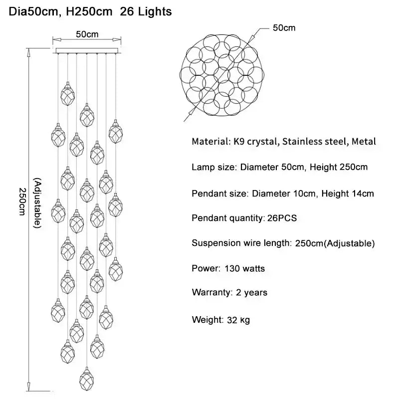 Elegant modern gold diamond crystal ball chandelier with 26 k9 crystal lights and stainless steel frame for living room