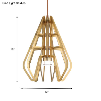 مصباح LED عصري على شكل ماسة ذهبية اللون مع إطار معدني