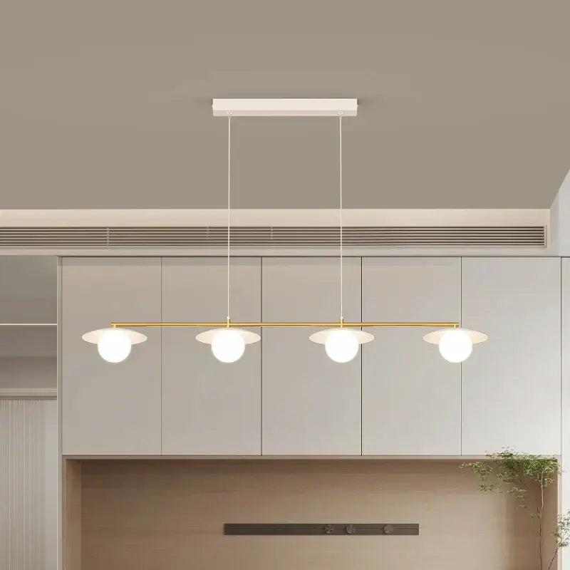 Modern gold dimmable led ceiling chandelier with frosted glass bulbs and white rectangular mount for dining room decorbites dimmable led