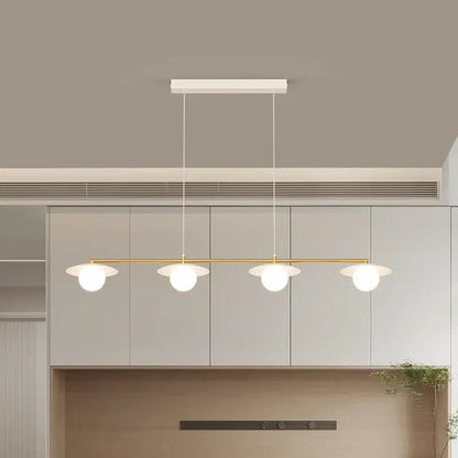Modern gold dimmable led ceiling chandelier with frosted glass bulbs and white rectangular mount for dining room decorbites dimmable led