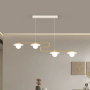 Modern gold dimmable led ceiling chandelier with three white glass shades by decorbites for dining room decor