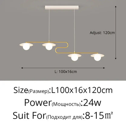 Modern gold dimmable led ceiling chandelier with three white spherical bulbs and curved metal frame for dining room decorbites dimmable led