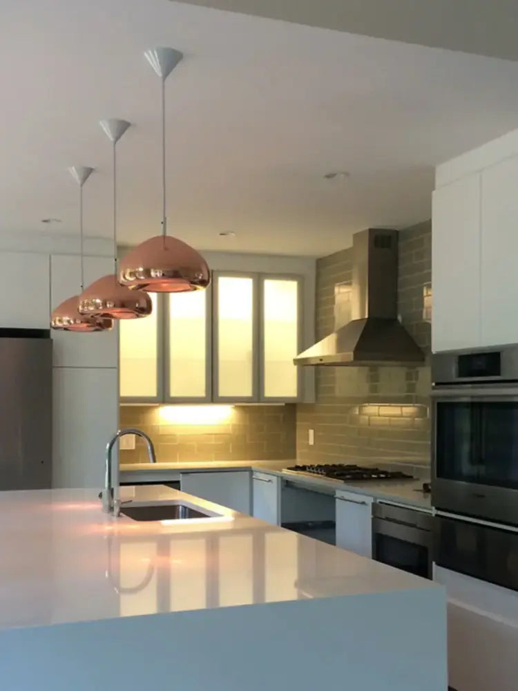 Copper-toned modern gold dome pendant lamps with sleek glass gold ceiling design for dining room decorbites glass gold