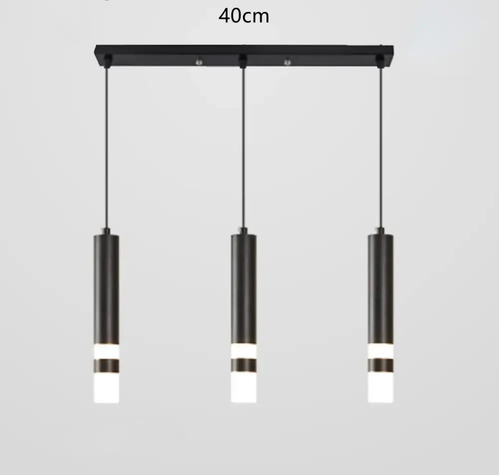 Black cylindrical double head led pendant lights with frosted glass and metallic accents for modern bedroom lighting