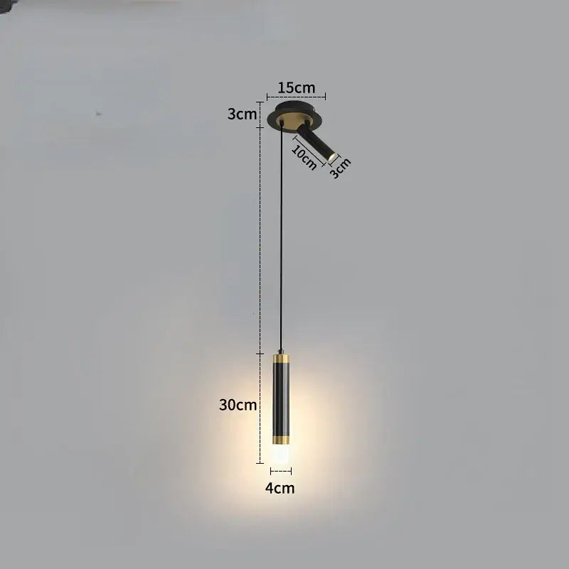 Modern gold double head led pendant lights featuring black and gold cylindrical design for bedroom lighting