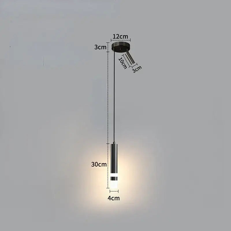 Minimalist black cylindrical double head led pendant lights with frosted glass diffuser and metallic finish for bedroom