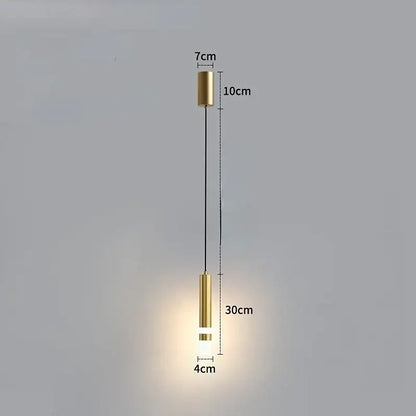 Modern gold double head led pendant lights featuring gold-toned cylindrical heads with frosted glass diffuser for bedroom