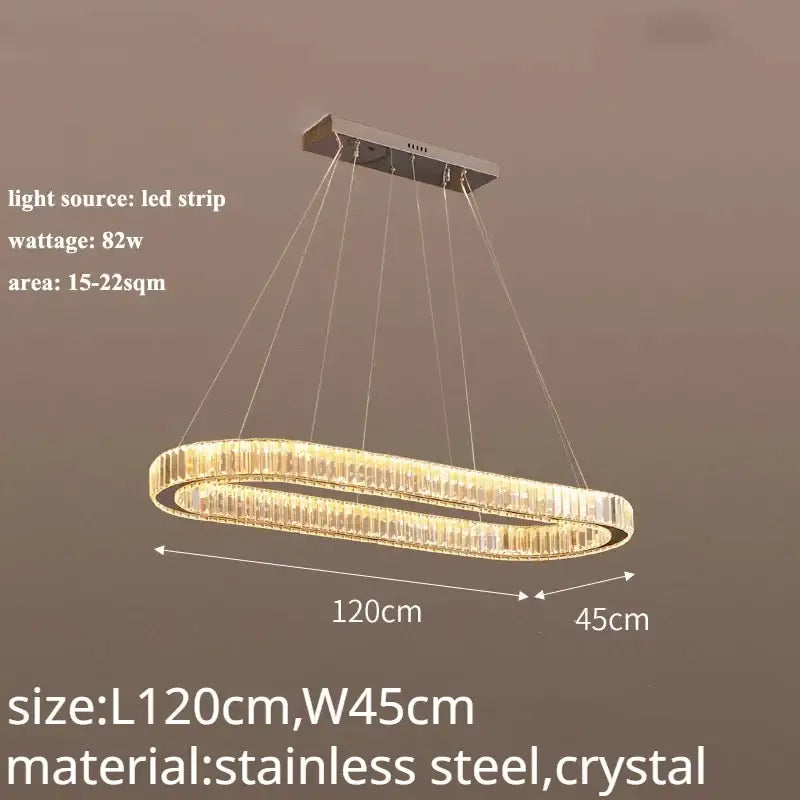 Modern gold double ring decorbites crystal led chandelier with stainless steel frame and sparkling crystal accents for dining room