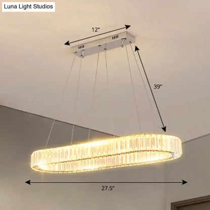 DecorBites™ sleek led suspension lamp with optical K9 crystal and silver metal mount perfect for restaurants and islands