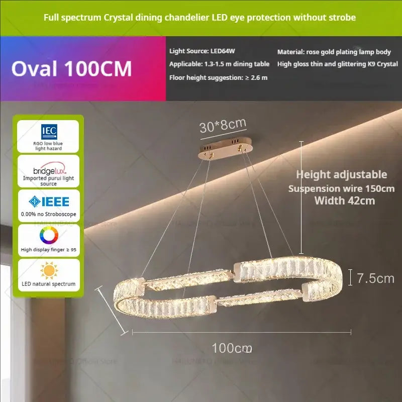 Modern gold double ring luxury crystal chandelier with rose gold plated body and glittering k9 crystals for dining room decorbites light luxury