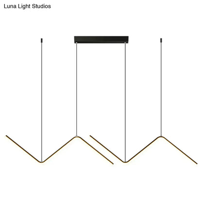 Modern black double z shaped pendant light fixture with sleek angular arms and warm led illumination 110v-120v 220v-240v