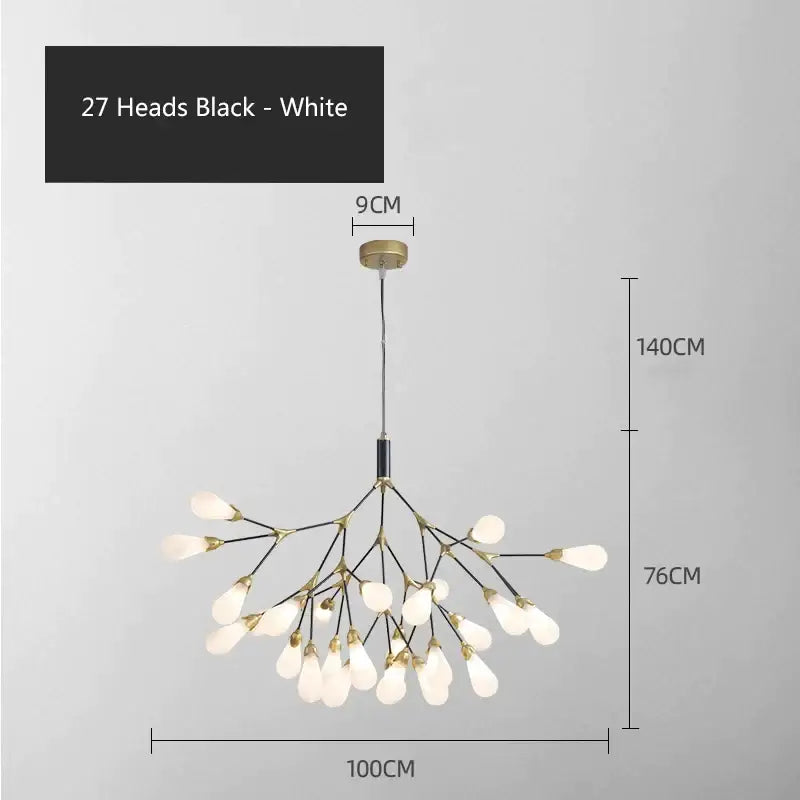Modern gold elegant firefly chandelier with 27 black and white glass shades on a gold frame for dining room decorbites elegant firefly